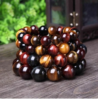 Natural Tiger Eye Stone Bracelet Buddha Beads Design

