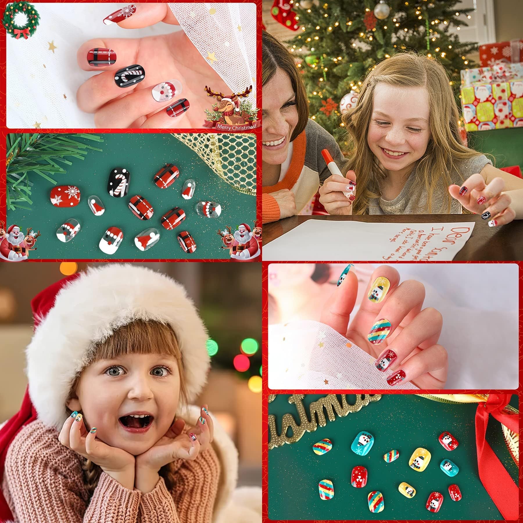 Christmas Stick On Nail, 48 Pcs False Nails Kids Full Cover Xmas Short False Nail Children Nails Lovely Gift For Kids Little Girls Nail Art Decoration-Ban On Selling On Amazon