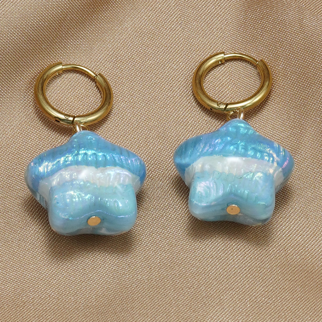 Opal star stud earrings - hypoallergenic 18K gold plated