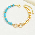Turquoise-Style Beaded Bracelet - Boho Gold Chain Half-and-Half Design