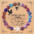 Dyed Lava Stone Bracelet with Cross - Faith Hope Love