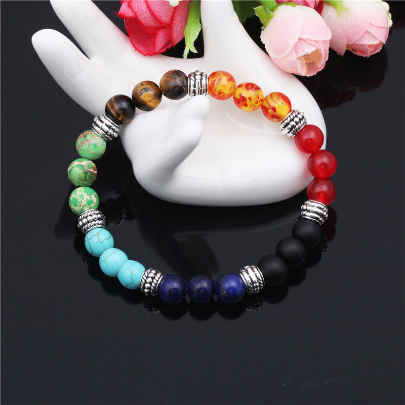 7 Chakra Energy Bracelet - Rainbow Healing Stone Beads for Balance & Meditation