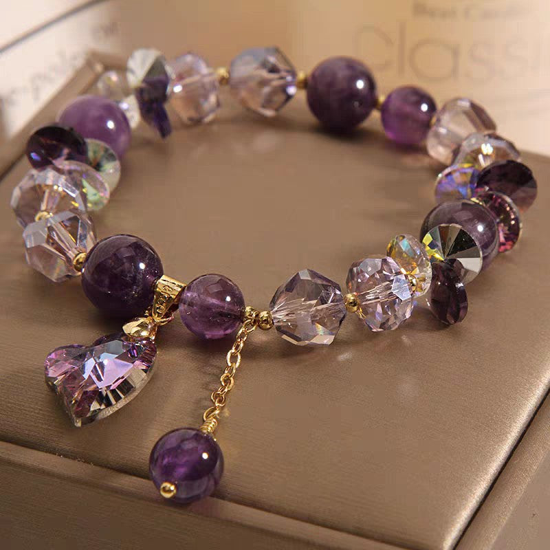 Purple Amethyst-Style Crystal Bracelet - Healing & Calm