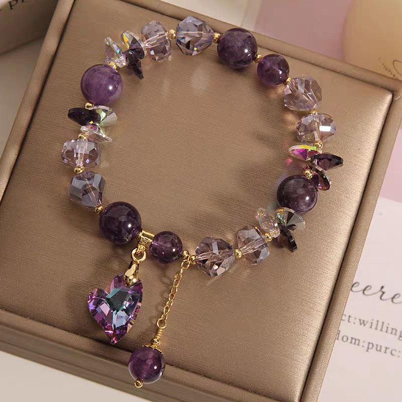 Purple Amethyst-Style Crystal Bracelet - Healing & Calm
