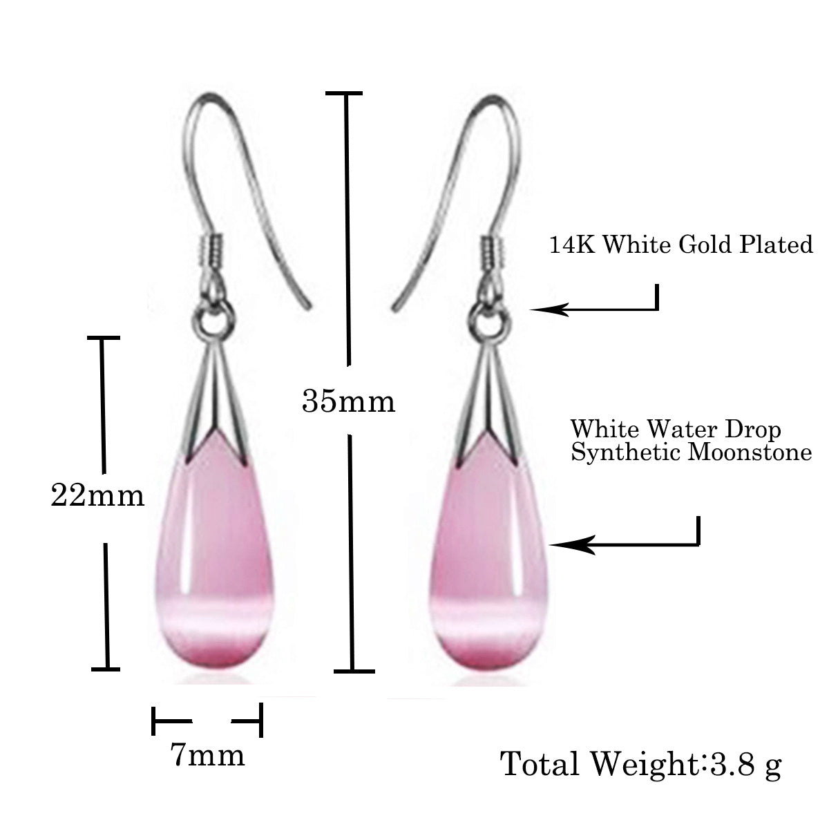 Pink Gradient Gemstone Jewelry Set - Teardrop Necklace & Earrings